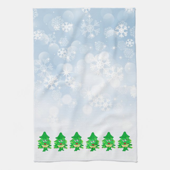 Paño De Cocina árbol de Navidad de las Felices Navidad (Vertical)