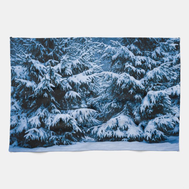 Paño De Cocina Árbol de Navidad de los bosques de invierno (Horizontal)