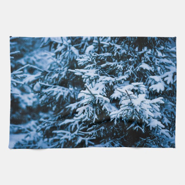 Paño De Cocina Árbol de Navidad de nevada de invierno (Horizontal)