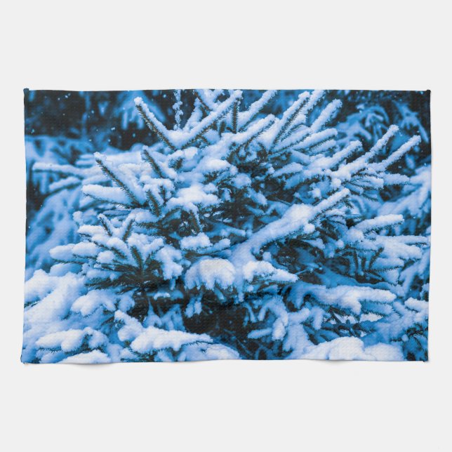 Paño De Cocina Árbol de Navidad de Nieve en Invierno (Horizontal)