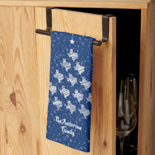 Paño De Cocina Árbol de navidad de Texas con bandera azul