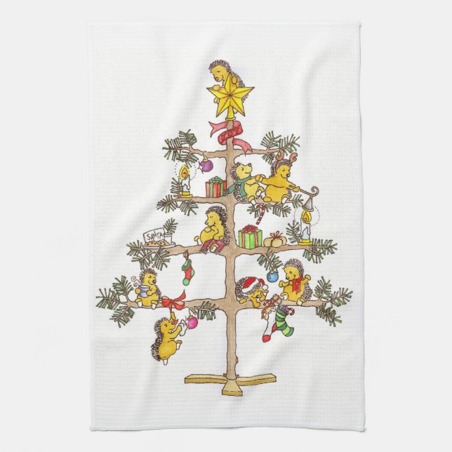 Paño De Cocina Árbol de navidad del erizo (Vertical)