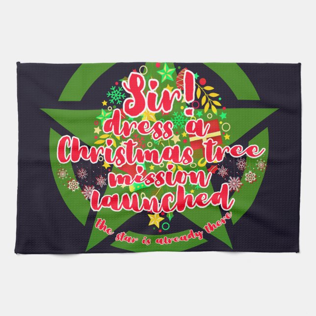 Paño De Cocina Árbol de Navidad, misión, ejército (Horizontal)