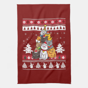 Paño De Cocina Árbol de Navidad para Gatos