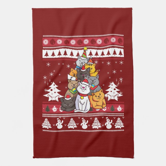 Paño De Cocina Árbol de Navidad para Gatos (Vertical)