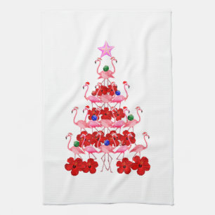 Paño De Cocina Árbol de Navidad Rosa Flamingo