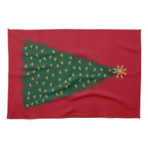Árbol de Navidad verde, caballos dorados al galope