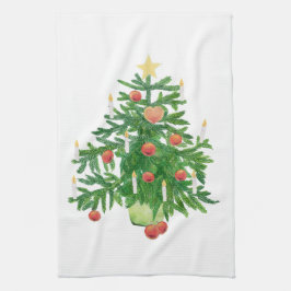 Paño De Cocina Árbol de Navidad Vintage con una Estrella Blanca