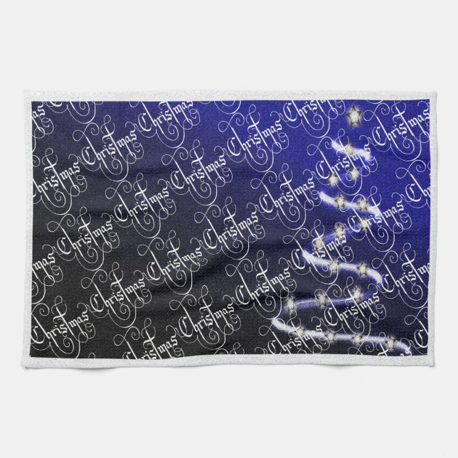 Paño De Cocina Árbol de Navidad y Estrellas - (Horizontal)