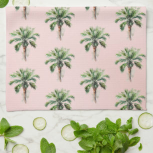 Paño De Cocina Árbol de palma tropical rosa Rubor