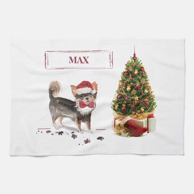 Paño De Cocina Árbol de perros divertido de Navidades graciosos d (Horizontal)