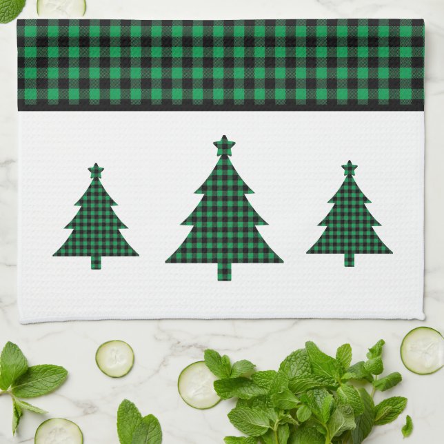 Paño De Cocina Árbol de Plaid de Búfalo (Doblado)