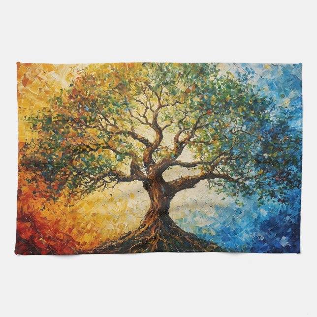 Paño De Cocina Árbol del conocimiento - Pintura de petróleo (Horizontal)