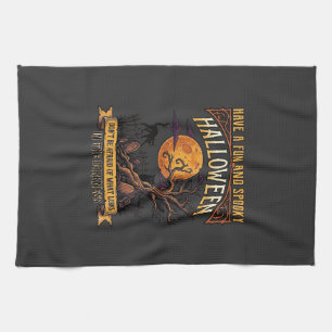 Paño De Cocina Árbol espeluznante de Halloween Luna llena Gato ne