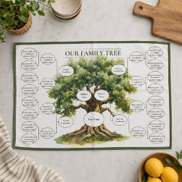 Paño De Cocina Árbol genealógico de cinco generaciones de antepas