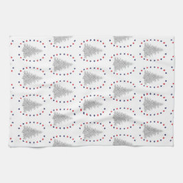 Paño De Cocina Árbol patriótico con estrellas rojas y azules