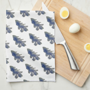 Paño De Cocina Árbol Pino Azul Profundo de Acuarela