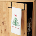 Paño De Cocina Árbol simple con Navidades modernos y bajos<br><div class="desc">Moderna toalla de cocina para Navidades con un simple y lindo doodle de un árbol de Navidad con un arco junto con el saludo editable "Feliz Navidad".</div>