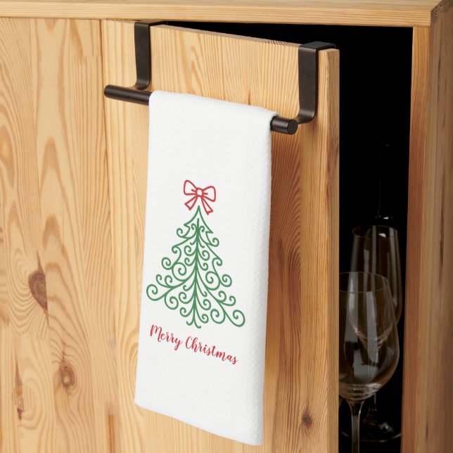 Paño De Cocina Árbol simple con Navidades modernos y bajos (Pliegue de tercios)