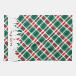 Paño De Cocina Árbol tradicional de Navidad rojo y verde revestid