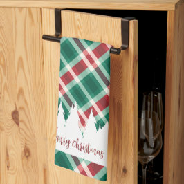 Paño De Cocina Árbol tradicional de Navidad rojo y verde revestid