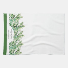 Paño De Cocina Árbol verde de acuarela artística personalizado