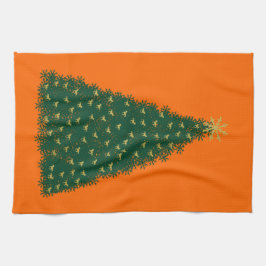 Paño De Cocina Árbol verde de Navidad, caballos de carreras de or