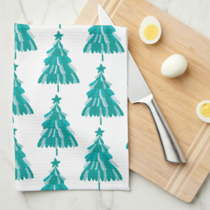 Paño De Cocina Árbol verde de Navidad del bosque de invierno