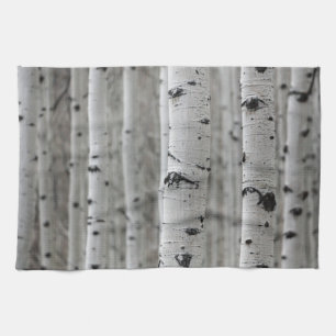 Paño De Cocina Árboles de aves, negro y blanco, cocina de inviern