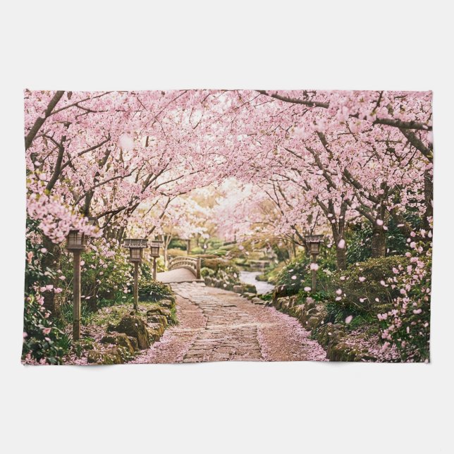 Paño De Cocina Árboles de flor de cerezo (Horizontal)