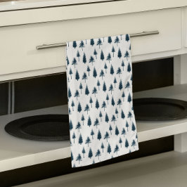 Paño De Cocina Árboles de invierno azul de la marina