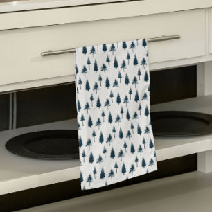 Paño De Cocina Árboles de invierno azul de la marina