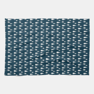 Paño De Cocina Árboles de invierno azul marino