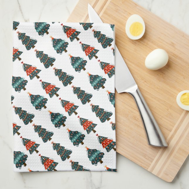 Paño De Cocina Árboles de Navidad (Doblado Cuarto)