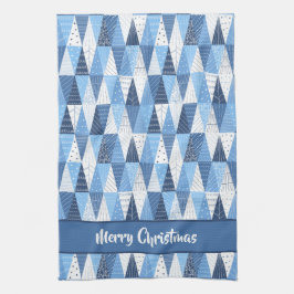 Paño De Cocina Árboles de Navidad azules y blancos