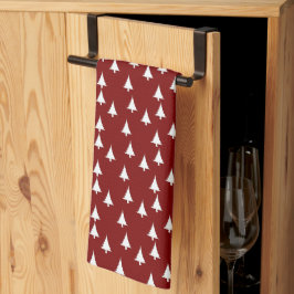 Paño De Cocina Árboles de Navidad blancos rojos oscuros
