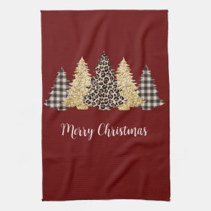 Paño De Cocina Árboles de Navidad de Cuadros de Leopardo Guepardo