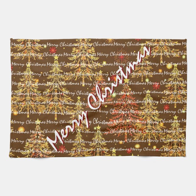 Paño De Cocina Árboles de Navidad de lujo festivos (Horizontal)