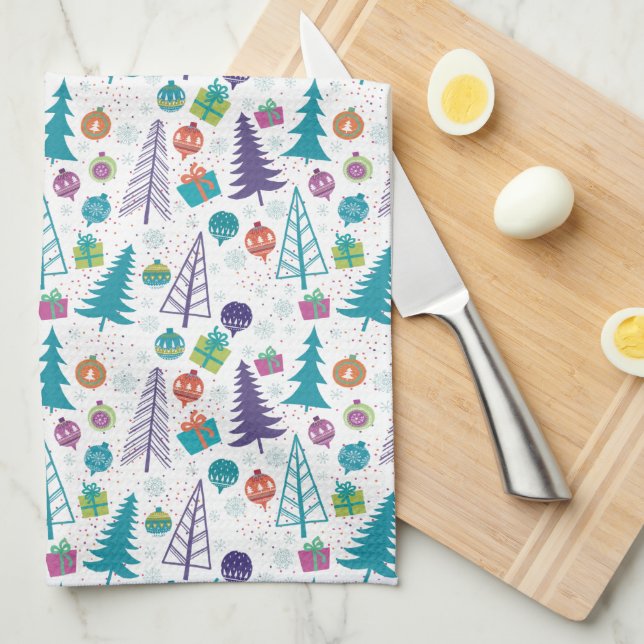 Paño De Cocina Árboles de Navidad Modernos (Doblado Cuarto)