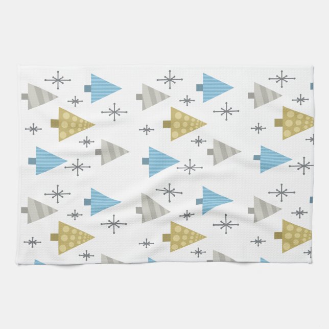 Paño De Cocina Árboles de Navidad retro de los años 50 (Horizontal)