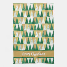 Árboles de Navidad verdes y dorados