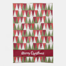 Árboles de Navidad verdes y rojos