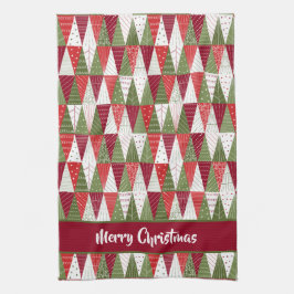 Paño De Cocina Árboles de Navidad verdes y rojos