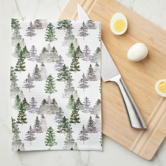Paño De Cocina Árboles de pinos rústicos (Doblado Cuarto)