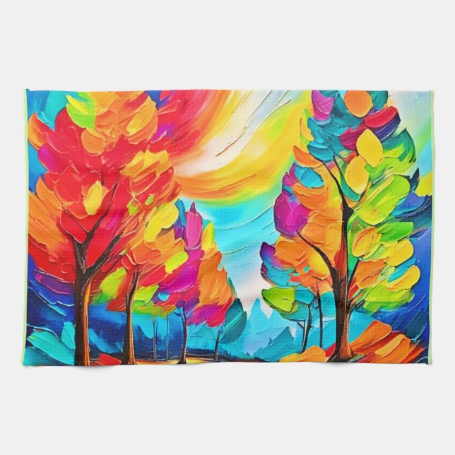 Paño De Cocina Árboles del arcoiris: Vivid Forest (Horizontal)