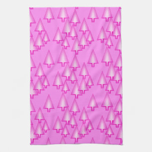 Paño De Cocina Árboles modernos metálicos de Navidad - rosa orquí