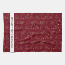 Paño De Cocina Árboles navideños con lineares modernos con nombre