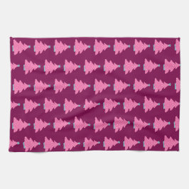 Paño De Cocina Árboles navideños rosados y contemporáneos