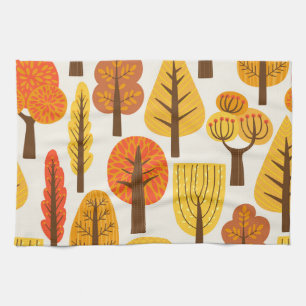 Paño De Cocina Árboles otoñales, patrón sin costuras.
