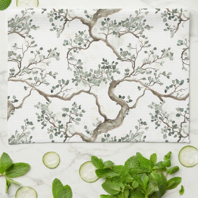Paño De Cocina Árboles Ramas Verdes (Doblado)